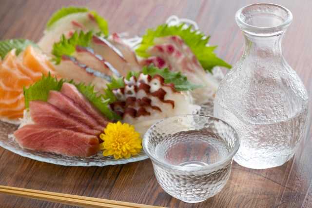 日本酒と刺身